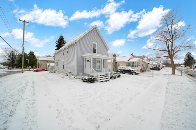 view of snow covered exterior