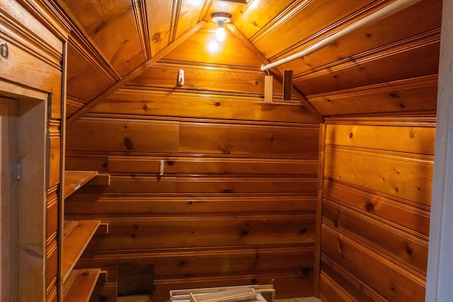 interior space featuring vaulted ceiling