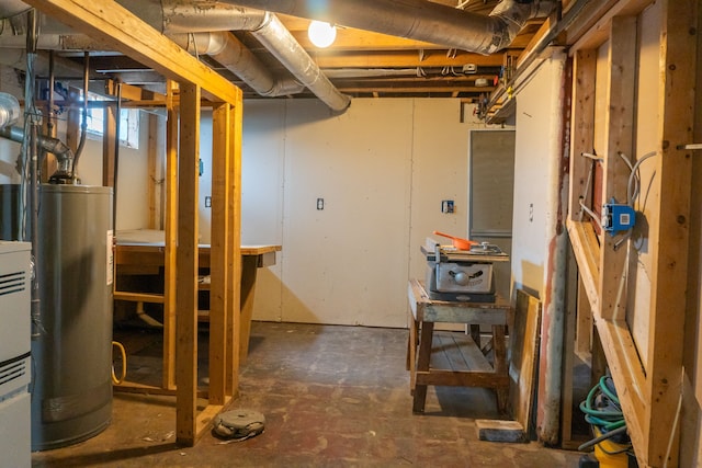 basement with water heater