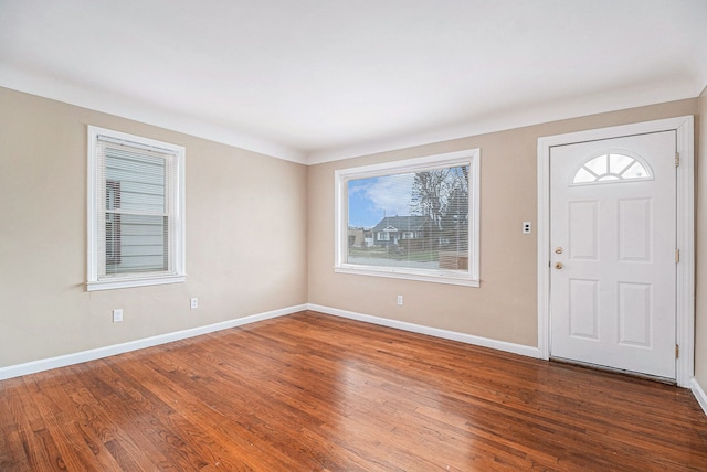 foyer entrance featuring dark hardwood / wood-style flooring