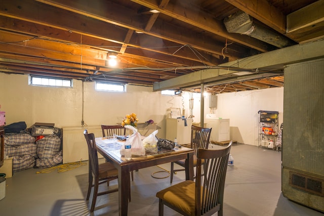 basement with washer and clothes dryer