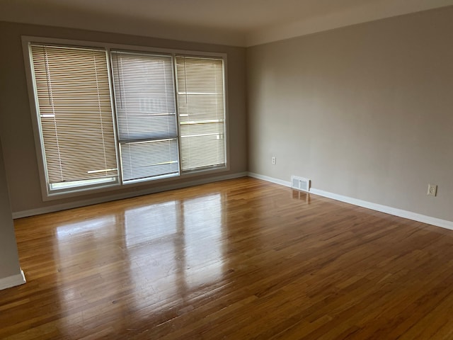 spare room featuring hardwood / wood-style flooring and plenty of natural light