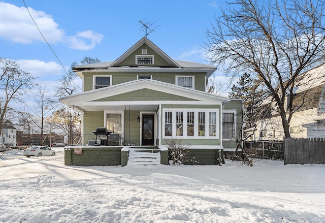 view of front of home featuring covered porch