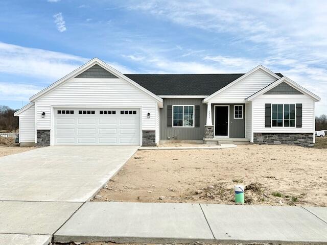 single story home with a garage