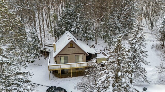 exterior space featuring a wooden deck