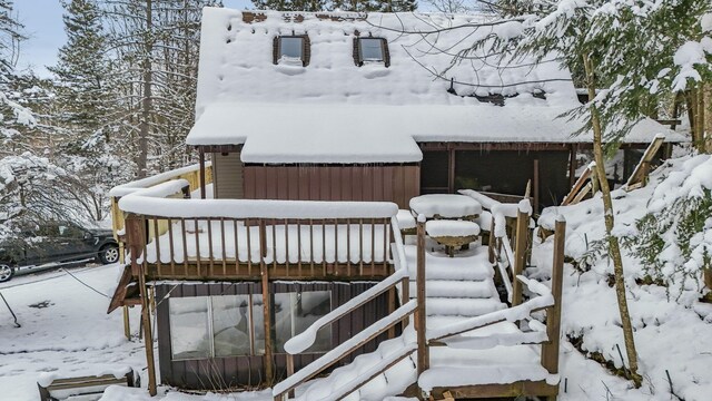 view of snow covered exterior