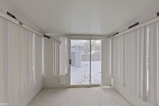 view of unfurnished sunroom