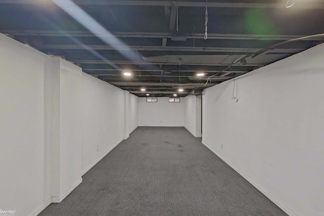 basement with carpet