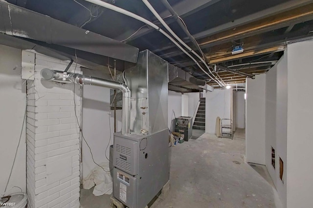 basement with heating unit