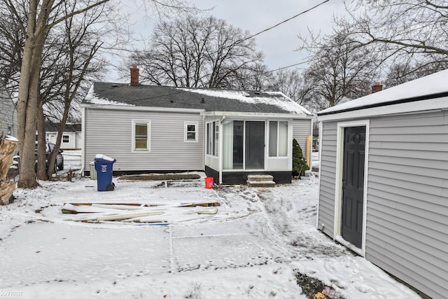 view of snow covered property