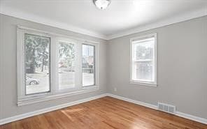 spare room with wood-type flooring