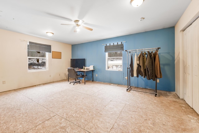 9078 N Ferris Ave, Bitely, MI 49309 - office area with a ceiling fan and healthy amount of natural light