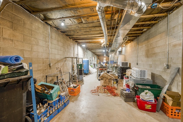 9078 N Ferris Ave, Bitely, MI 49309 - unfinished below grade area with a water pressure tank and concrete block wall