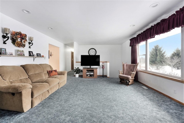 7580 River Rd, Evart, MI 49631 - living room with carpet and baseboards