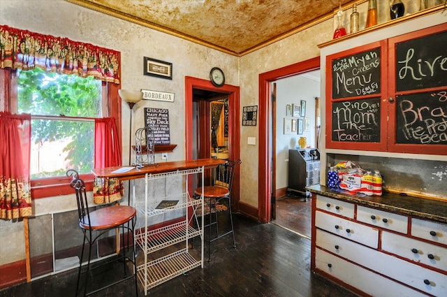 interior space with dark hardwood / wood-style floors