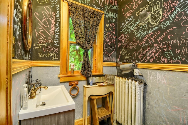 bathroom with radiator heating unit and sink