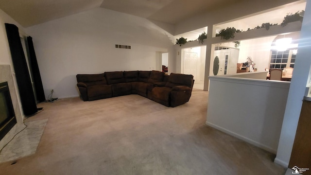 26926 Reaume, Trenton, MI 48183 - living room with vaulted ceiling and carpet