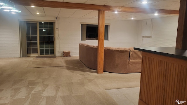 26926 Reaume, Trenton, MI 48183 - unfurnished living room with light carpet and a drop ceiling