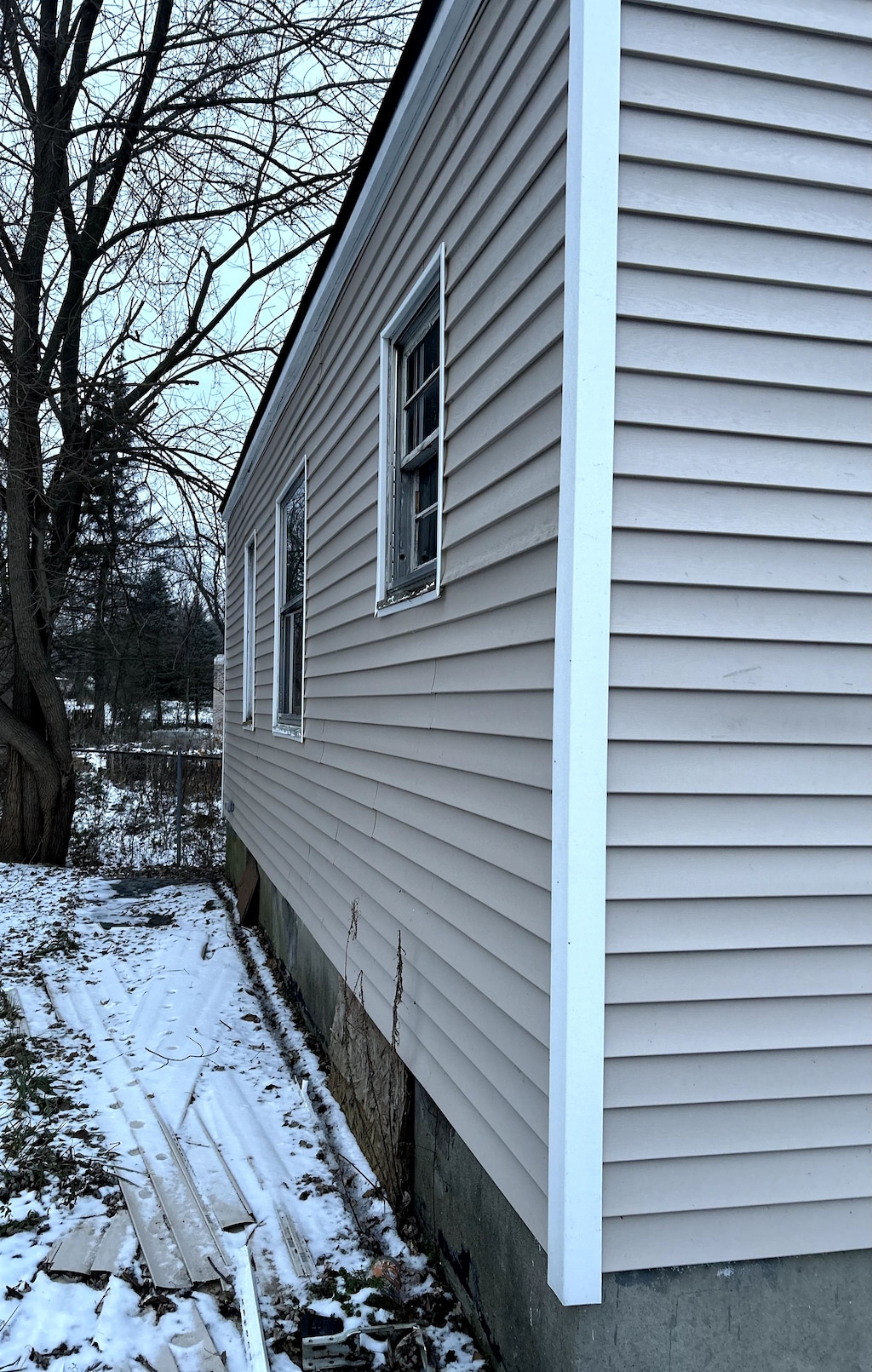 view of snow covered property