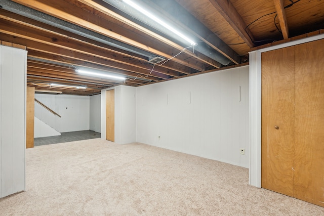 basement with carpet