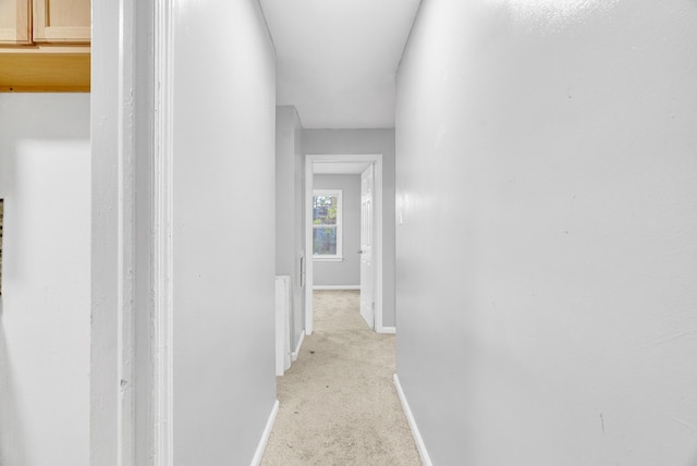 corridor featuring light carpet