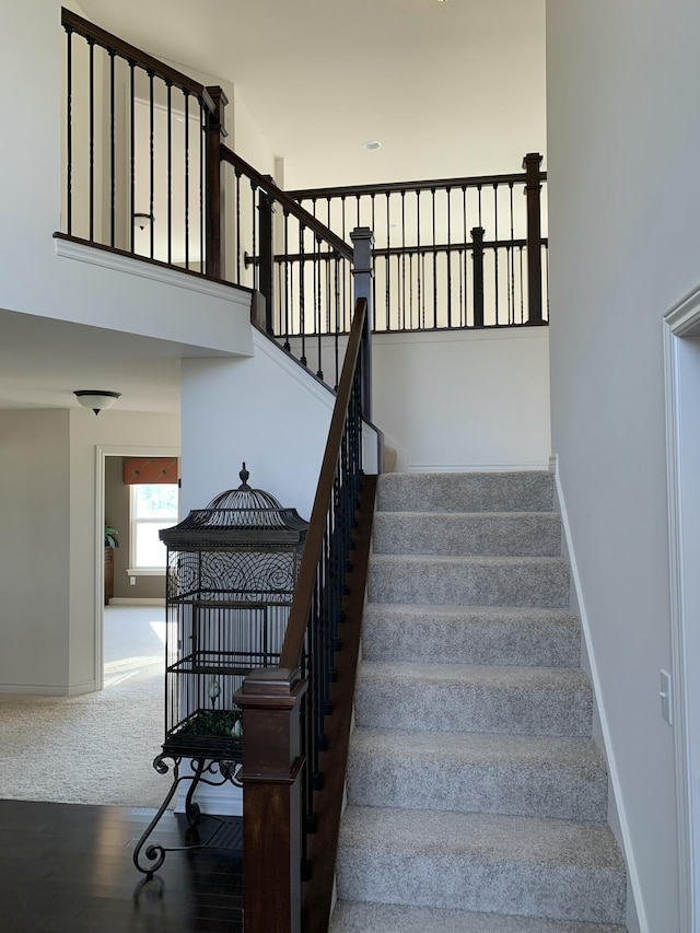 staircase featuring hardwood / wood-style floors