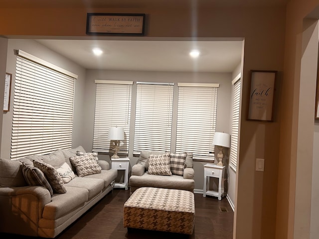 2785 Tulip Way, Commerce Twp, MI 48382 - living room featuring baseboards and dark wood-type flooring