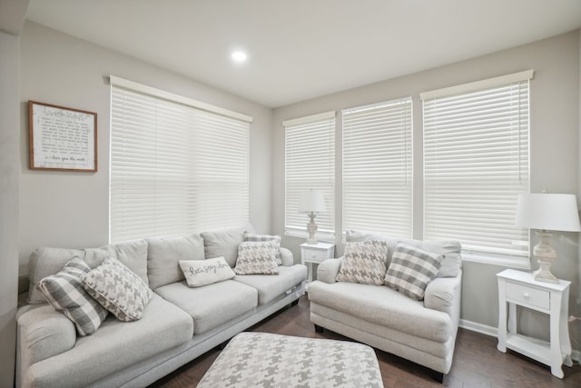 2785 Tulip Way, Commerce Twp, MI 48382 - living area featuring dark wood-type flooring and recessed lighting