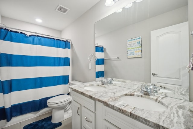 2785 Tulip Way, Commerce Twp, MI 48382 - bathroom featuring double vanity, tile patterned floors, and curtained shower