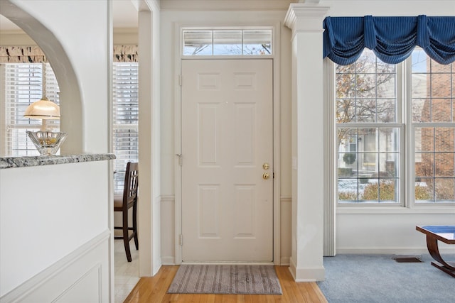 foyer featuring light hardwood / wood-style flooring