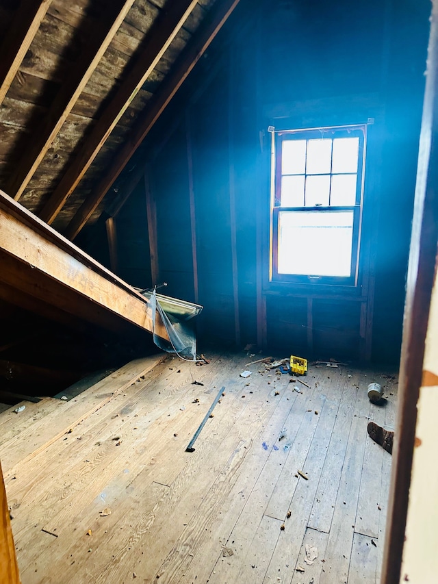 view of unfinished attic