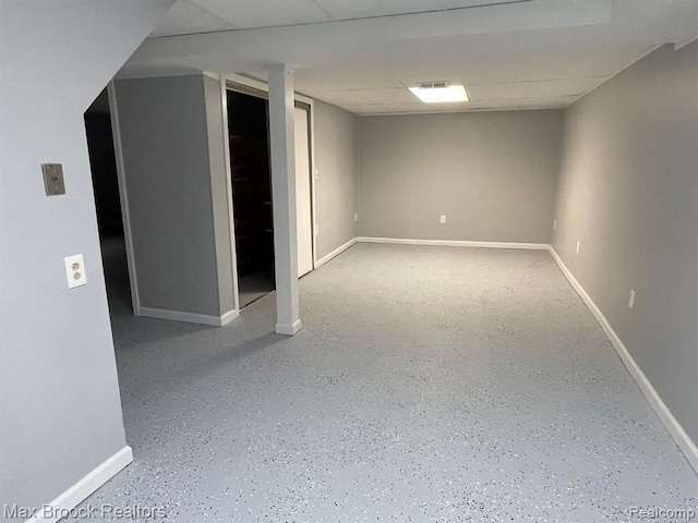 basement with a drop ceiling