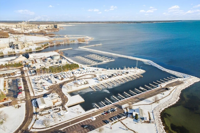 bird's eye view featuring a water view