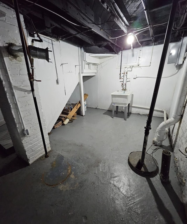 basement with sink