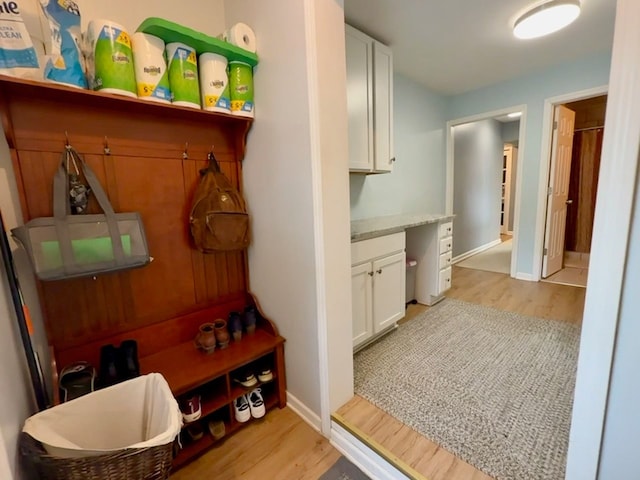 mudroom with light wood-type flooring