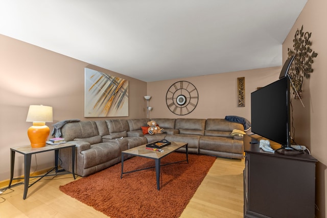 living room with hardwood / wood-style flooring