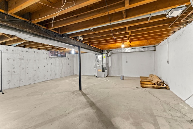 basement featuring heating unit