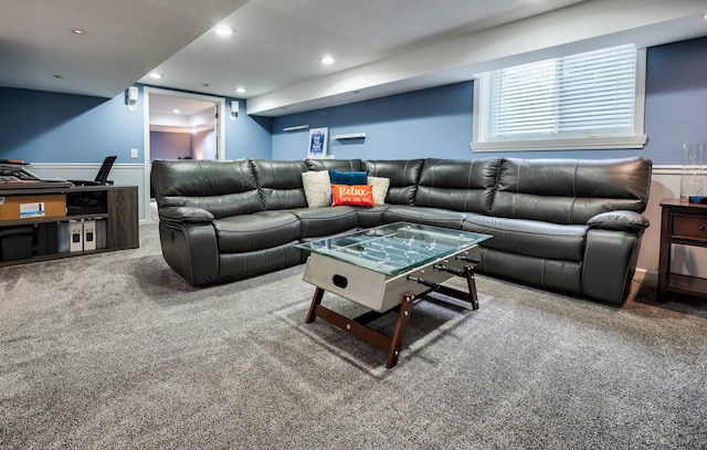 living room with carpet flooring