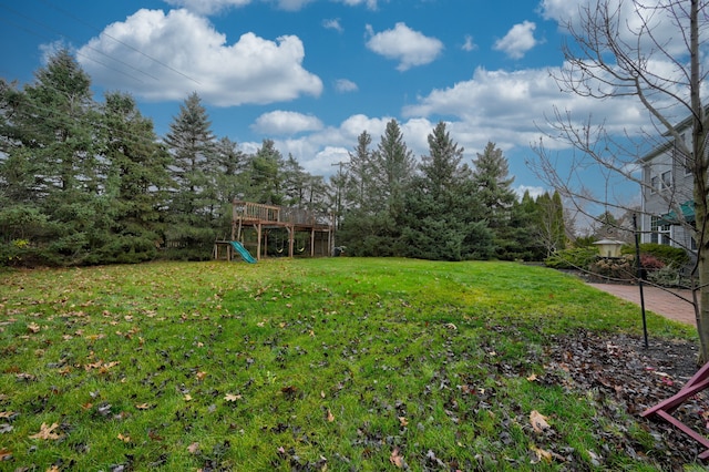 view of yard with a playground