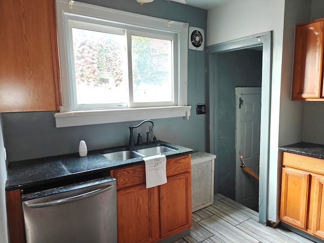 kitchen with sink and stainless steel dishwasher