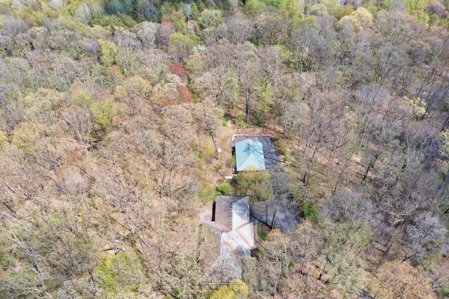 bird's eye view featuring a view of trees