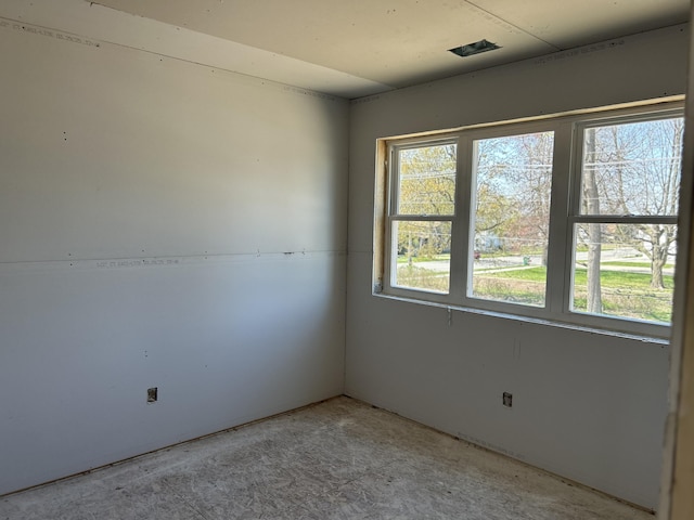 view of spare room