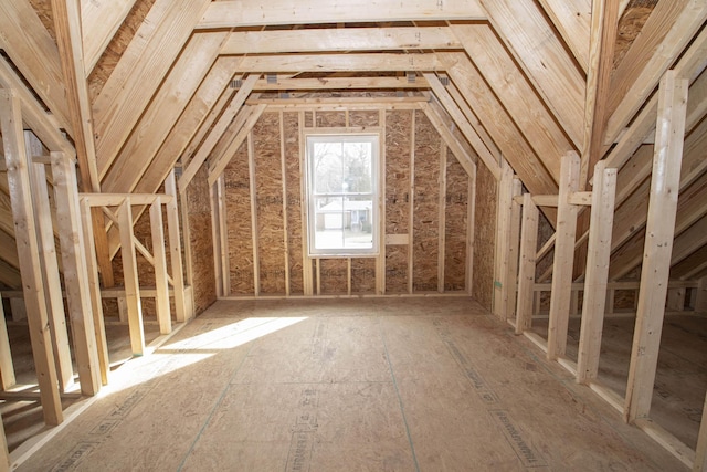 view of unfinished attic