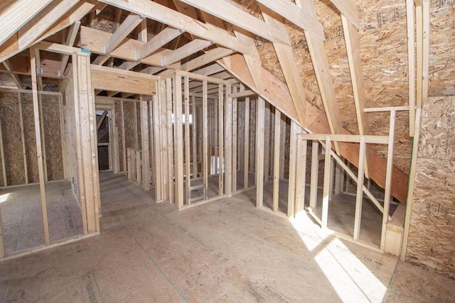 view of unfinished attic