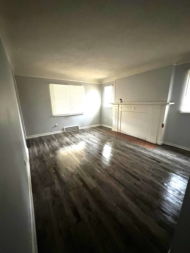 spare room featuring plenty of natural light and dark hardwood / wood-style floors