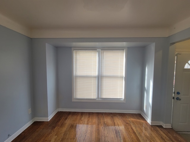 spare room with hardwood / wood-style flooring