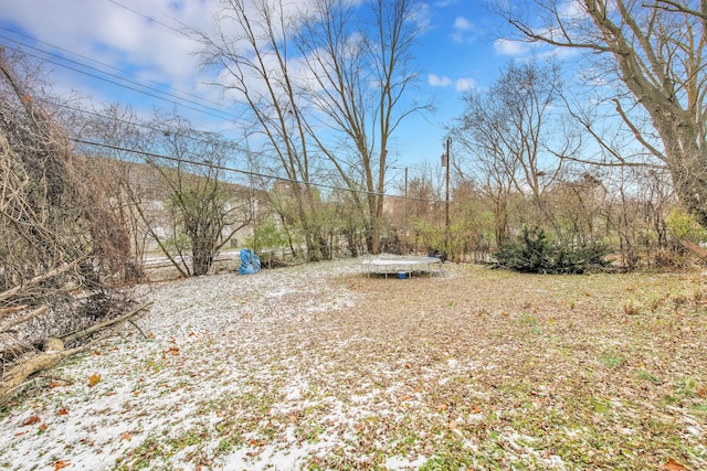 view of yard featuring a trampoline