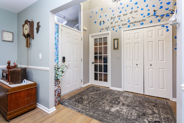 foyer entrance featuring hardwood / wood-style floors