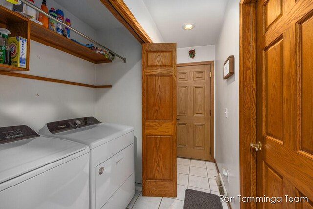 2187 Riley St, Hudsonville, MI 49426 - laundry area with independent washer and dryer, light tile patterned floors, and recessed lighting