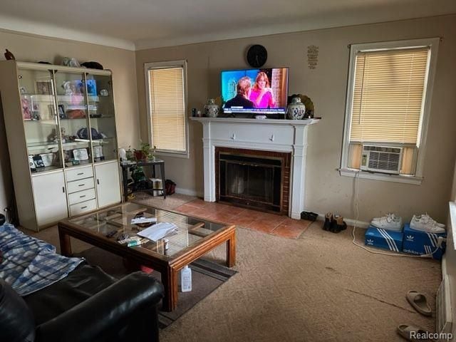 living room featuring cooling unit